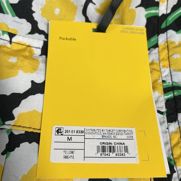 NWT Diane Von Furstenberg X Target Yellow Floral Packable Hooded Vest M - Picture 9 of 14